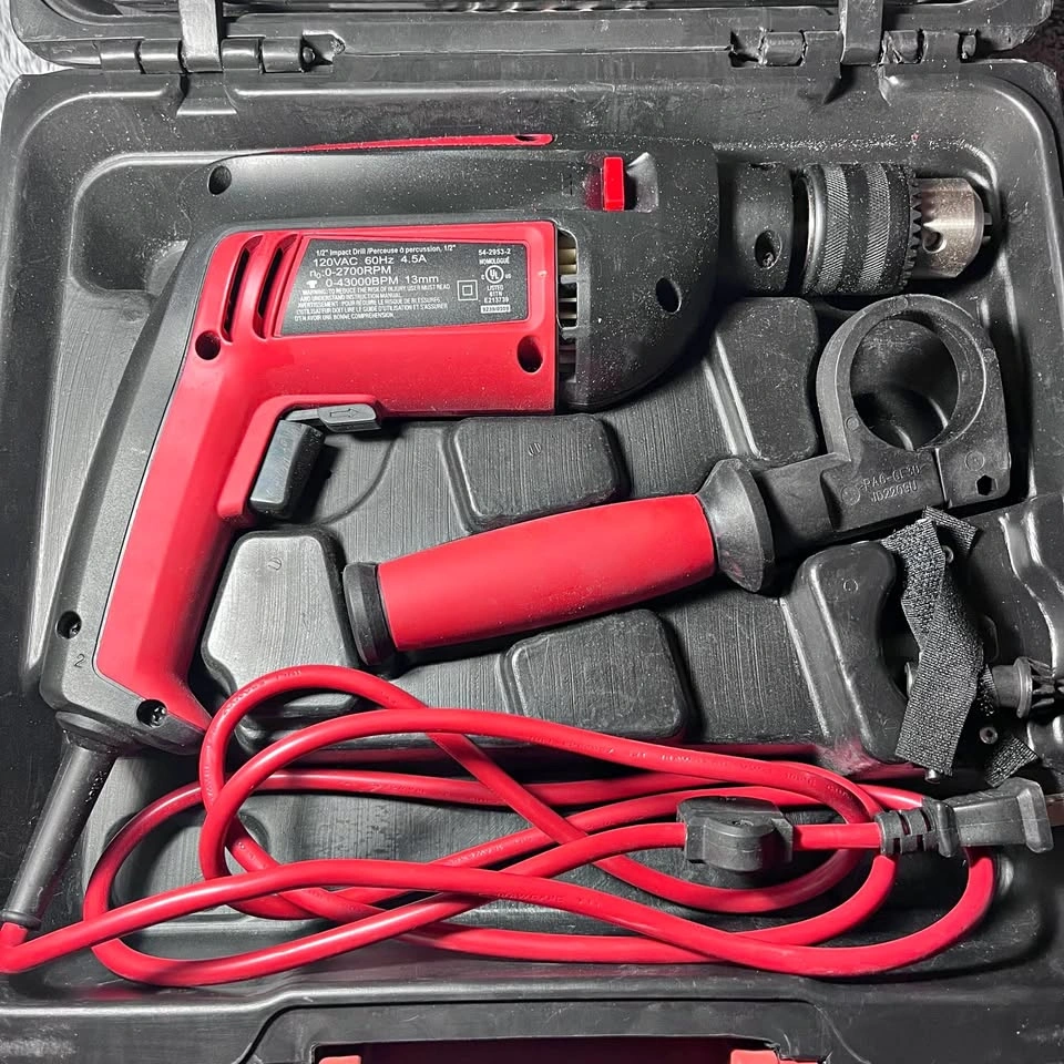 Jobmate 1/2” Hammer Drill Kit w/ Case, Bits & Accessories