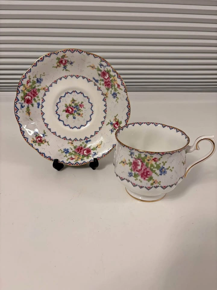 Royal Albert Petit Point China Teacup and Saucer Set