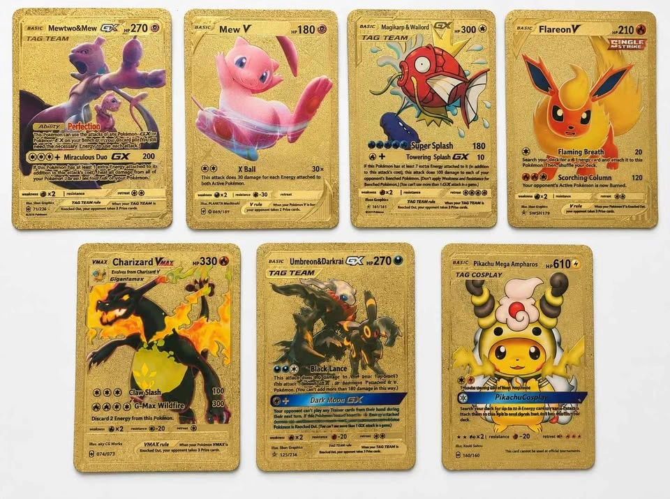 Gold Pokémon Cards Bundle ✨ Rare Japanese Style Collectible Set