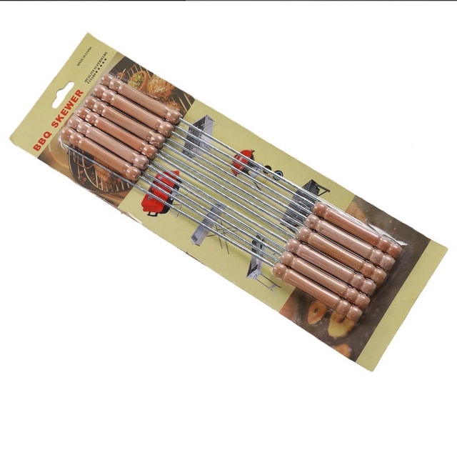 Brand New Pack of 12 BBQ Skewers with Wooden Handles - photo 2