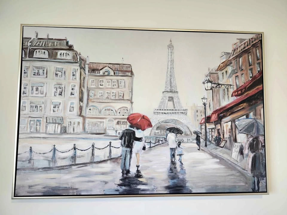 Paris Street Scene Eiffel Tower Painting Wall Art