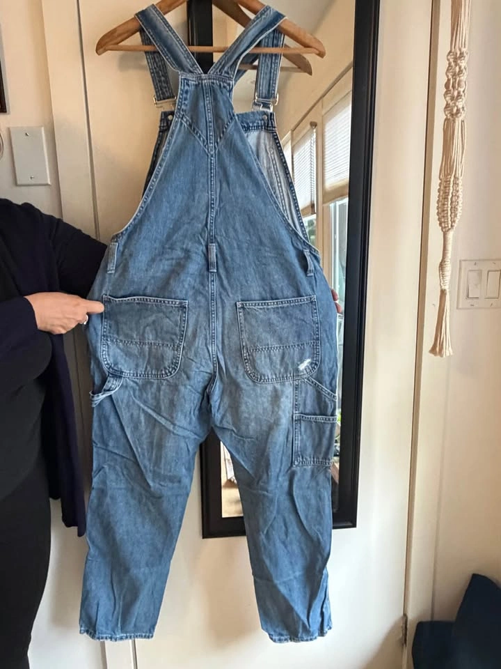 Gap Distressed Denim Overalls - Medium - photo 2