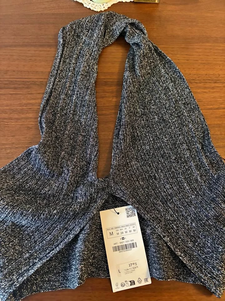 New Zara Metallic Halter Top Size M
