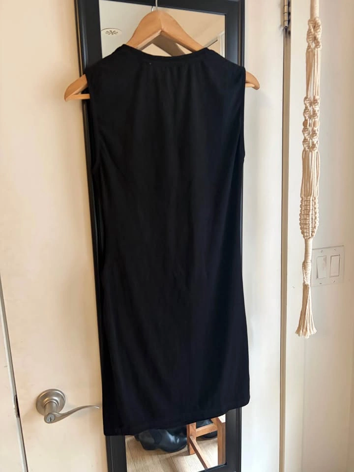 Black Sleeveless Ruched Suede Dress - Medium - photo 2