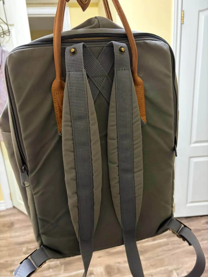 Fjallraven Kanken Gray Backpack with Tan Leather Accents | 15in - photo 3