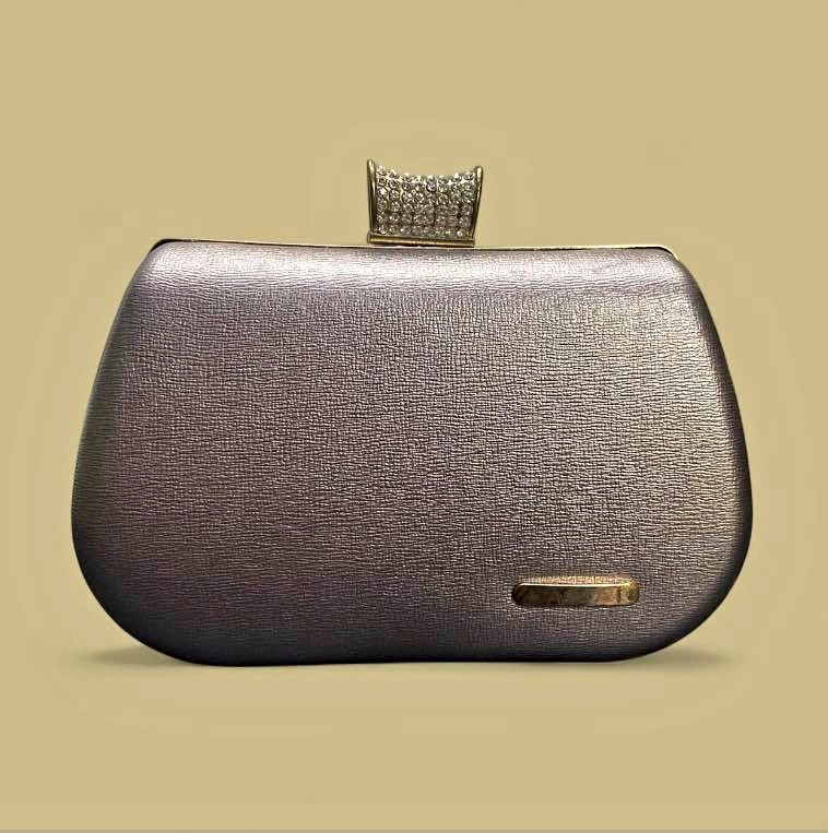 Metallic Look Clutch Purse with Chain