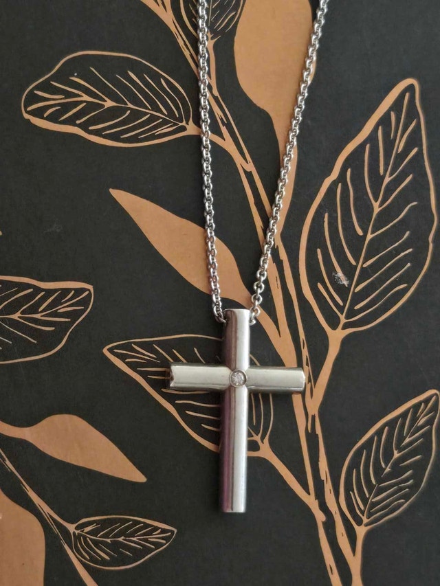 Tiffany & Co. Sterling Silver Cross Necklace with Diamond - photo 3