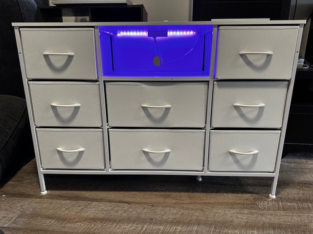 8 Drawer Fabric Dresser w/ outlet & USB