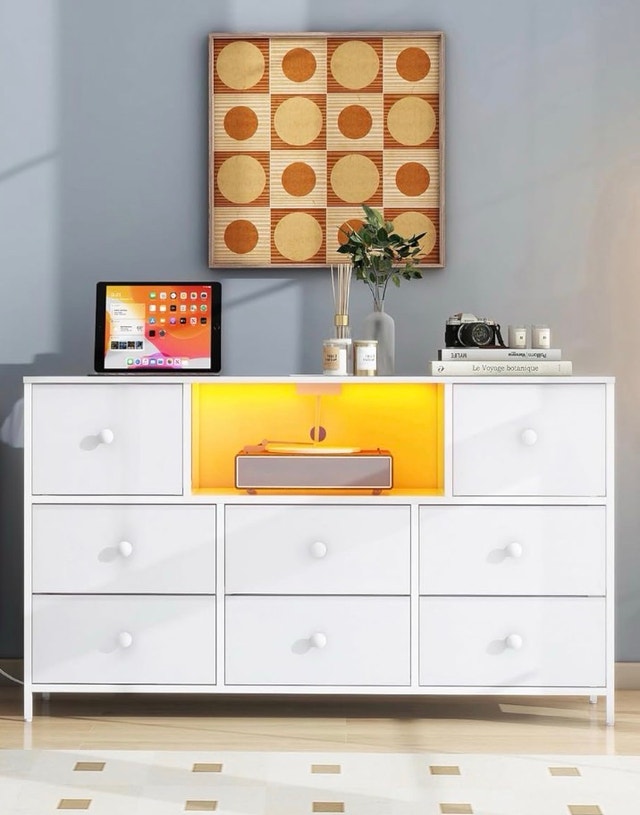 8 Drawer Fabric Dresser w/ outlet & USB - photo 2
