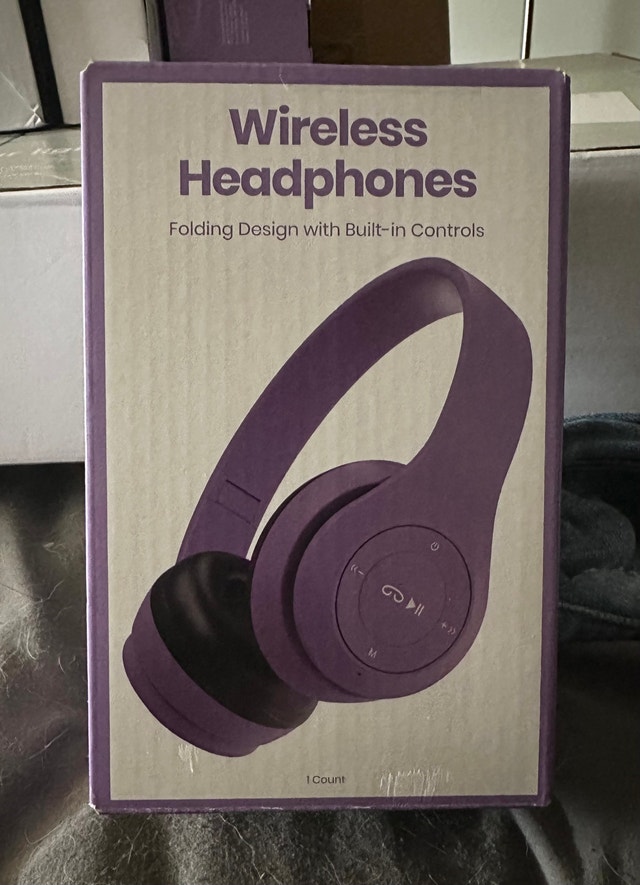 New In Box Wireless Bluetooth Folding Headphones – Purple