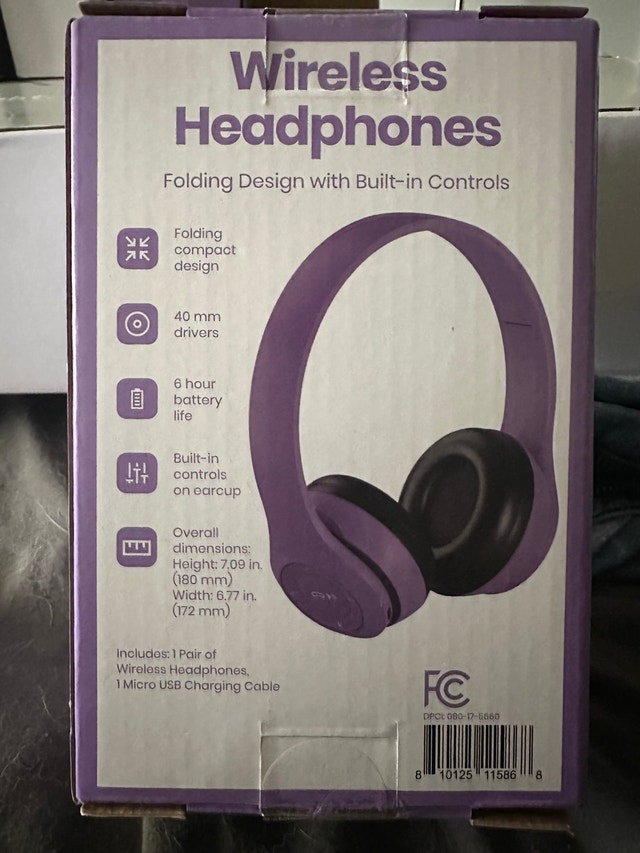 New In Box Wireless Bluetooth Folding Headphones – Purple - photo 2