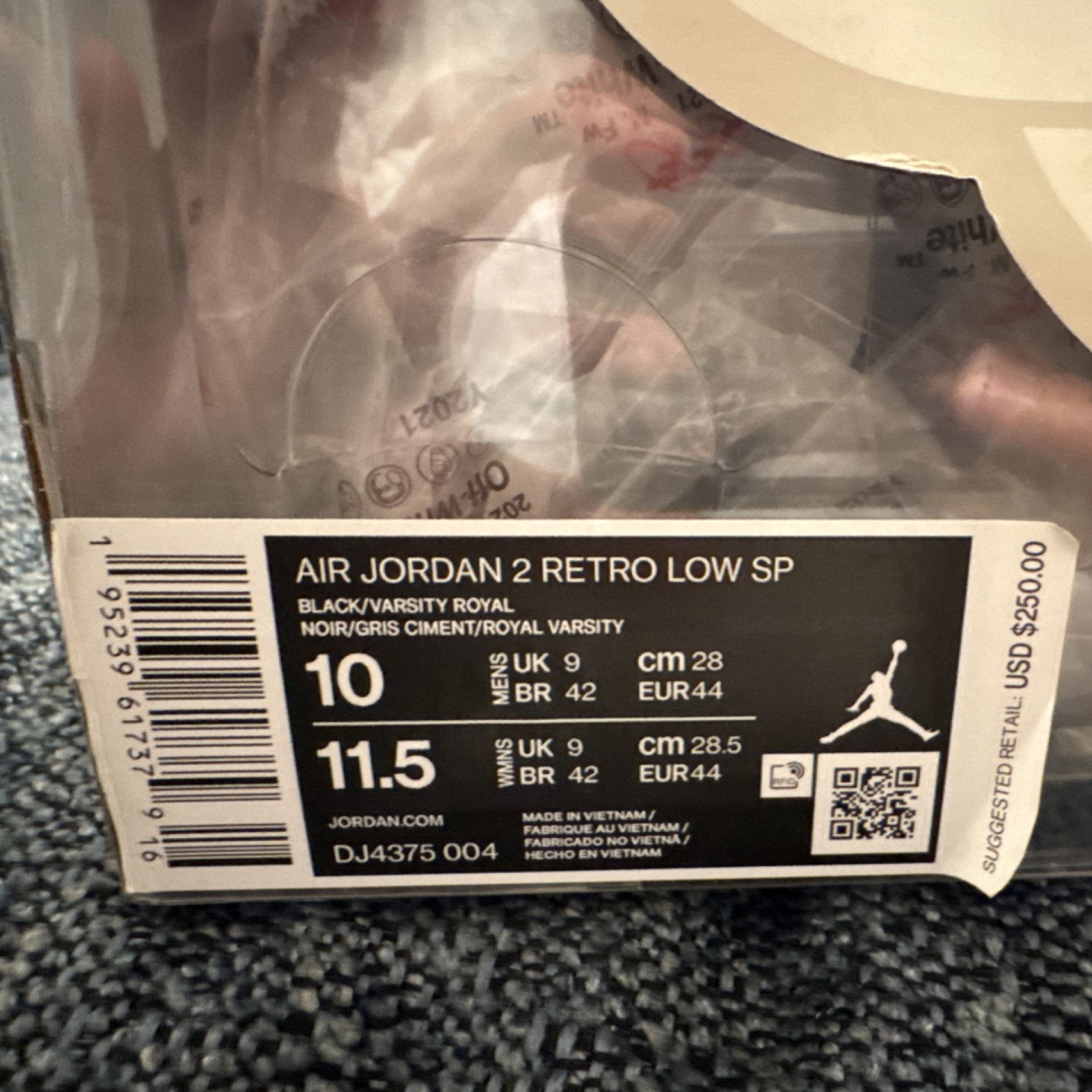 Jordan Off-White x Air Jordan 2 Retro Low SP Black Varsity Royal