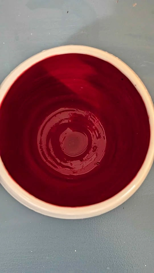 Abstract Studio Pottery Vase, White with Red/Blue/Black Accents - photo 3