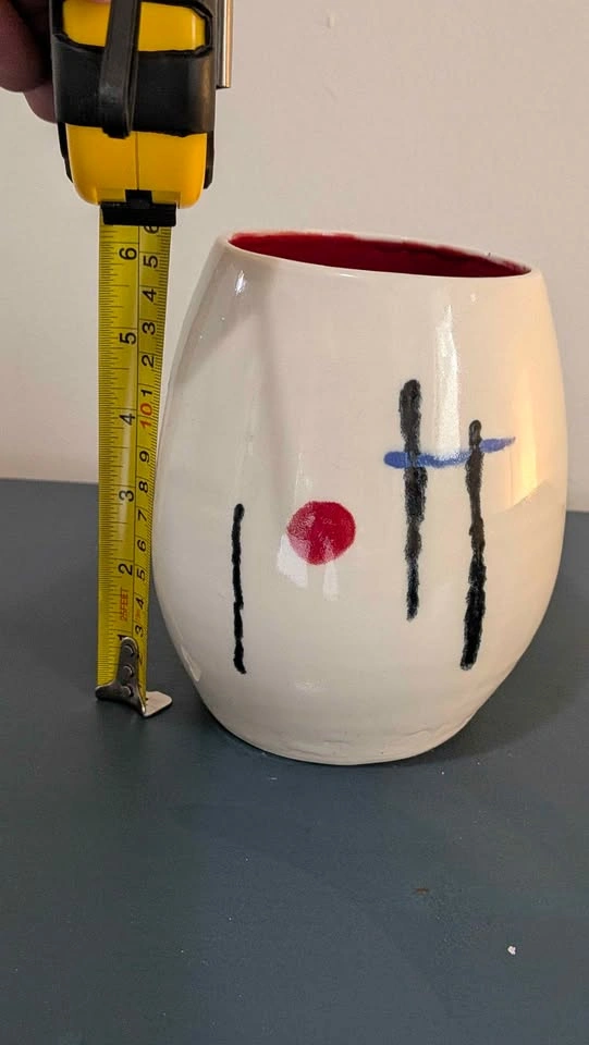 Abstract Studio Pottery Vase, White with Red/Blue/Black Accents - photo 5