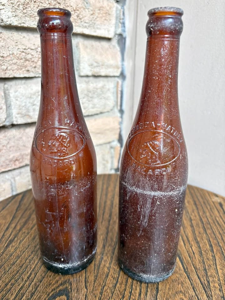 Vintage 1955 & 57 Cuban Beer Bottles - Hatuey