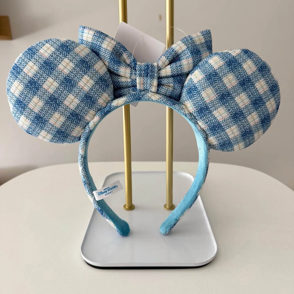 Gingham Check Summer Plaid Blue Minnie Ears Tokyo Disneyland NWT - photo 2