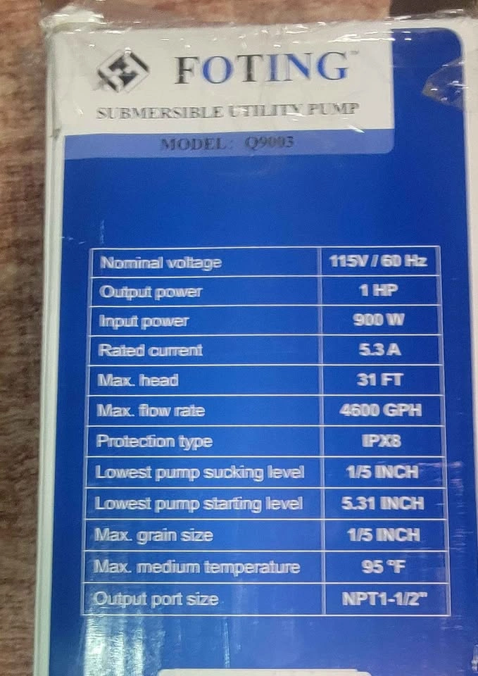 FOTING Submersible Utility Pump Q9003 - photo 3