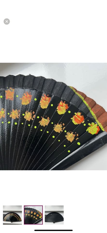 Original hand painted Spanish Black Hand Fan - photo 2