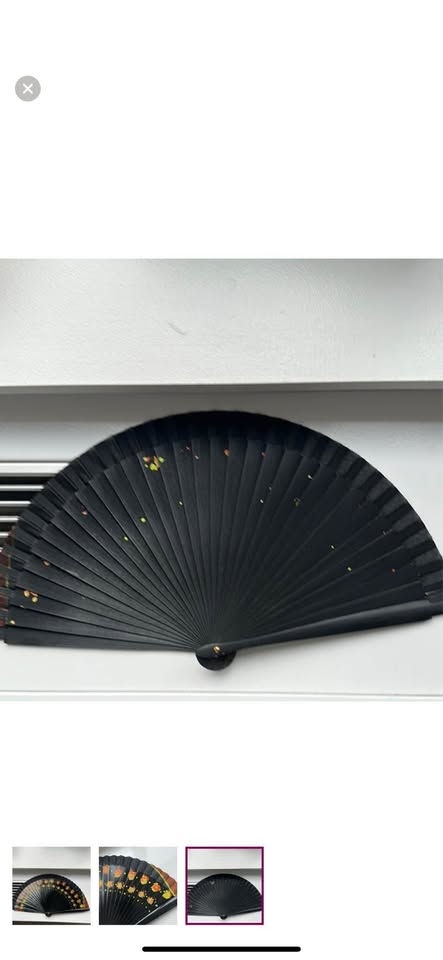 Original hand painted Spanish Black Hand Fan - photo 3