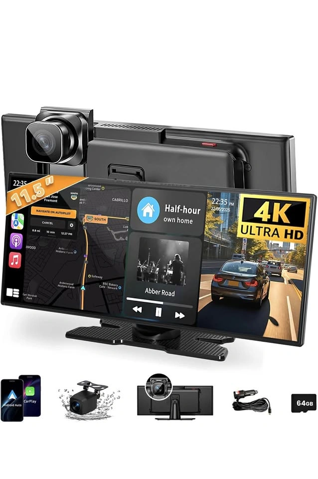 11.5" Wireless CarPlay Screen w/ 4K Dash Cam
