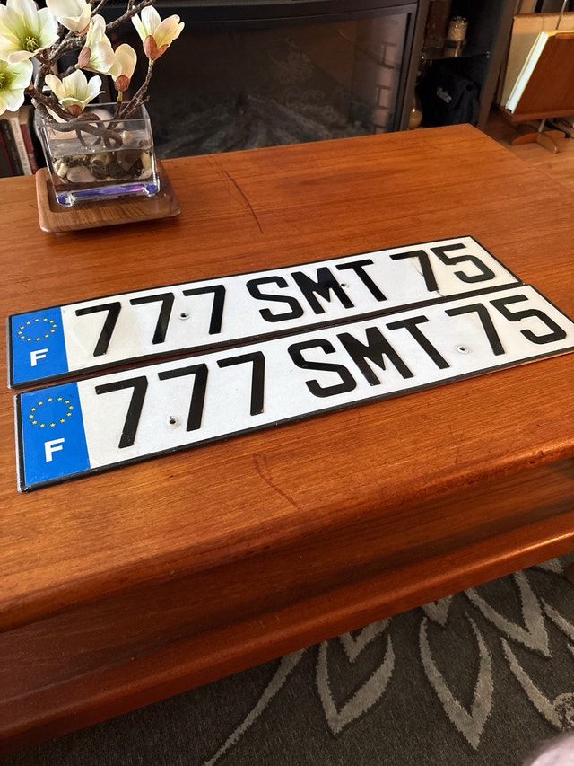 French License Plates – (Paris "75" Dept) – Lucky 777