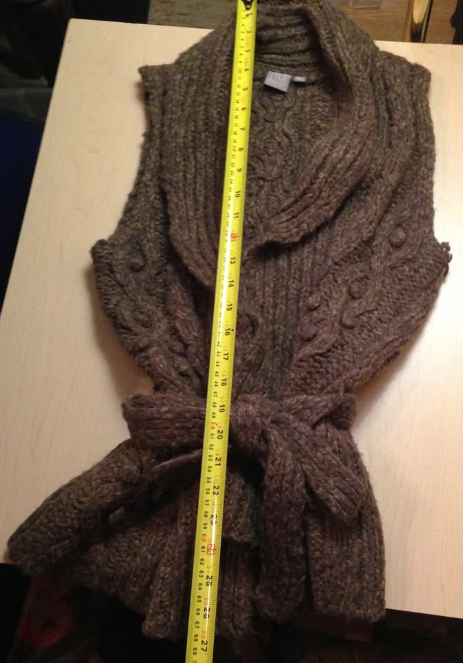 TU brown sleeveless knit cardigan waist strap close. Ladies UK s - photo 3