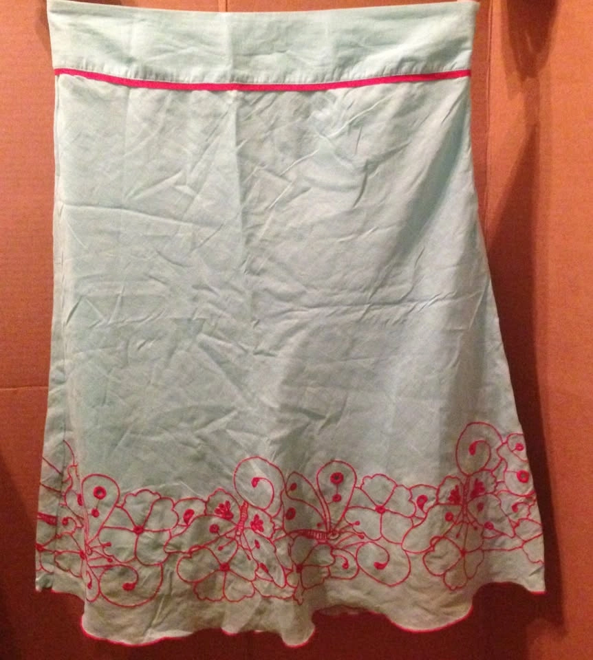 Light Blue Floral Summer Skirt - Ladies Size UK 10