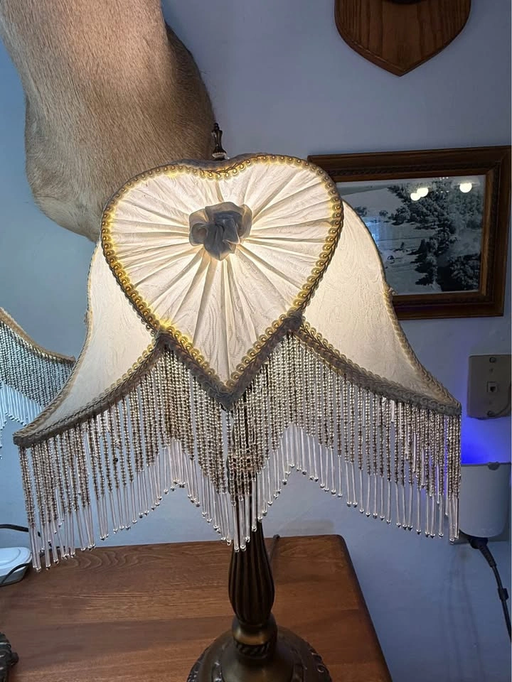 Vintage Dale Tiffany Table Lamps - Pair w/ Fringe Shades - photo 3