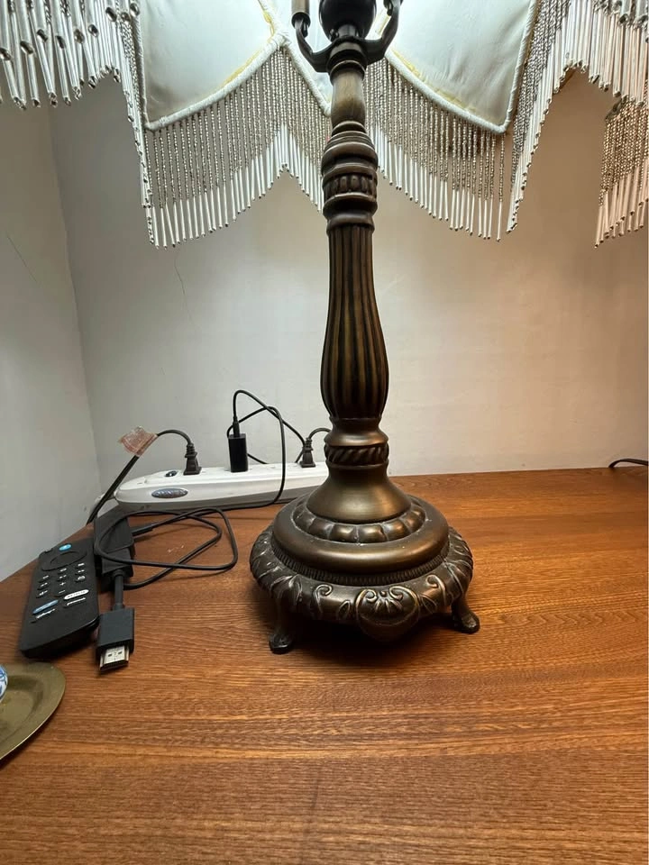 Vintage Dale Tiffany Table Lamps - Pair w/ Fringe Shades - photo 5