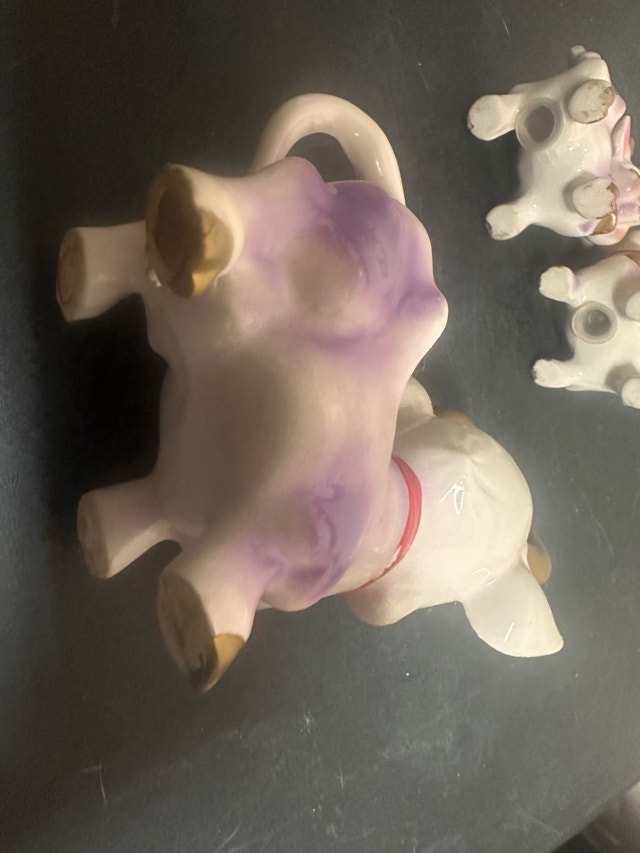 Ceramic Cow Salt & Pepper Shakers and Cream Dish - photo 5