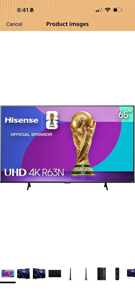 Hisense 65" 4K UHD HDR Roku Smart TV (2024)