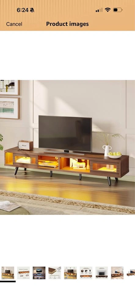 Bestier TV Stand for up to 75” – Ancona Walnut