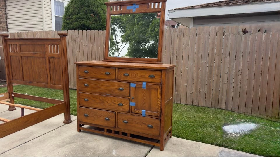 Queen Bed Frame with Drawer and Mirror - photo 5