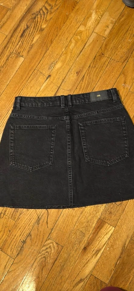 NWOT Zara Black Jeans Mini Skirt Size S - photo 3