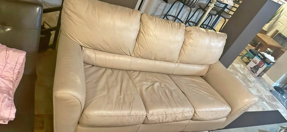 Beige Leather Sofa