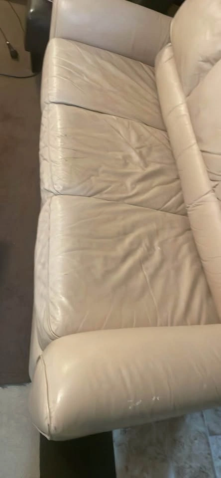 Beige Leather Sofa - photo 3