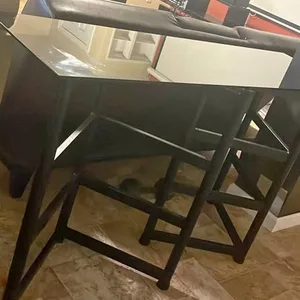 Modern Glass Top Console Table with Metal Frame