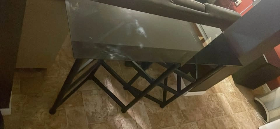 Modern Glass Top Console Table with Metal Frame - photo 2