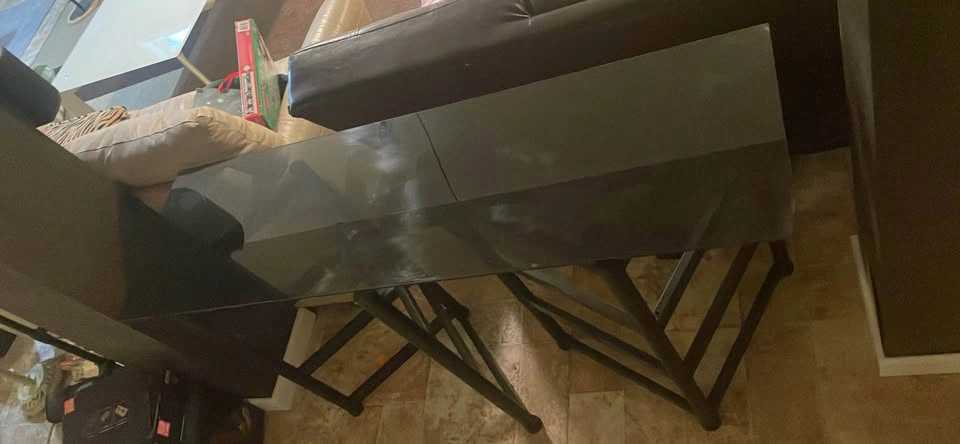 Modern Glass Top Console Table with Metal Frame - photo 4