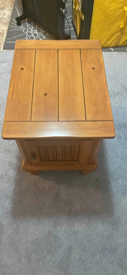 Wooden End Table with Storage Cabinet