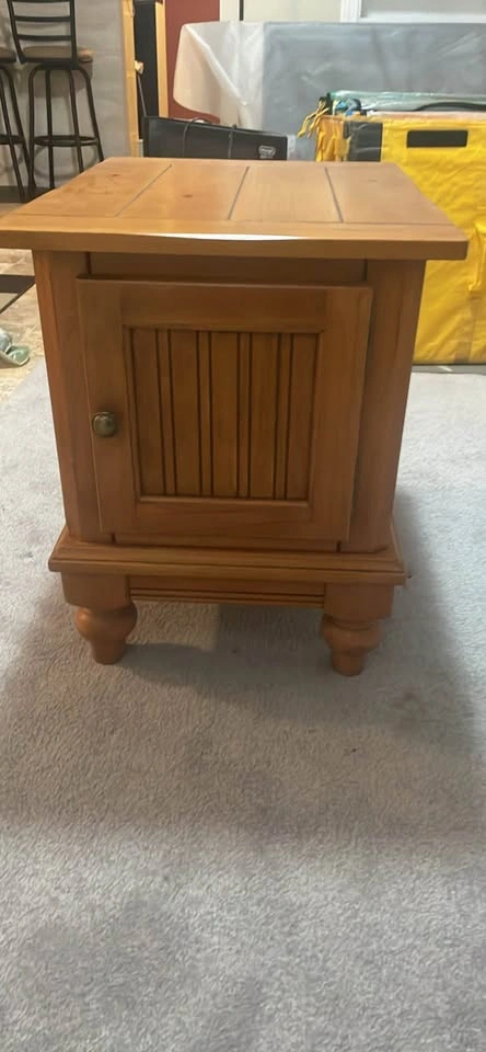 Wooden End Table with Storage Cabinet - photo 2