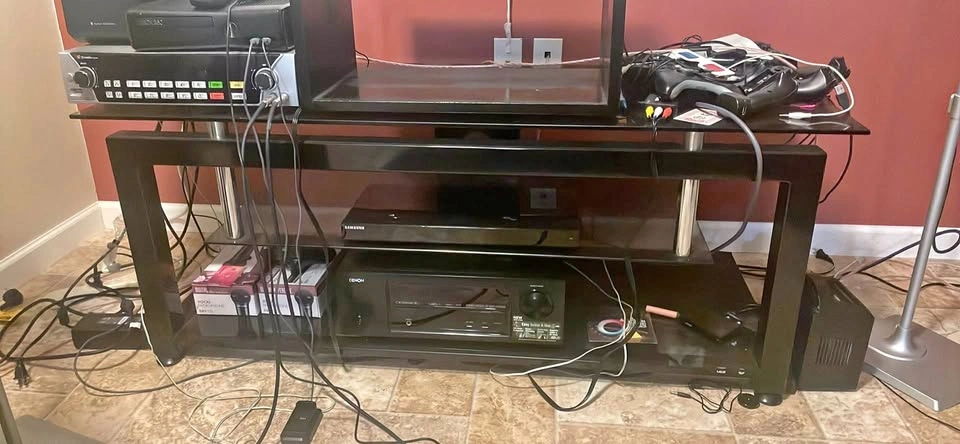 Black Glass 3-Tier TV Stand