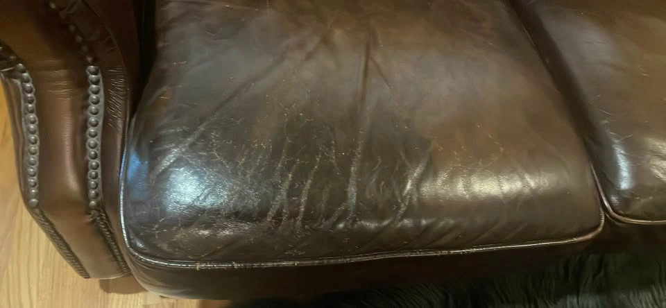 Dark Brown Leather Sofa with Nailhead Trim - photo 4