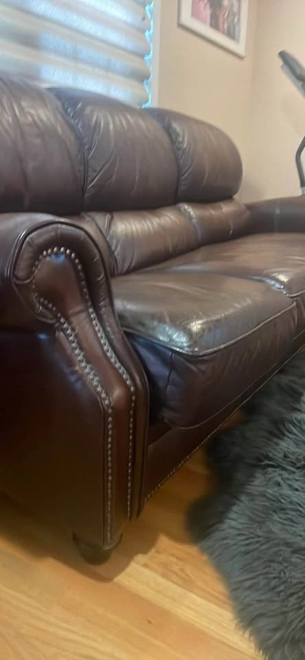 Dark Brown Leather Sofa with Nailhead Trim - photo 5