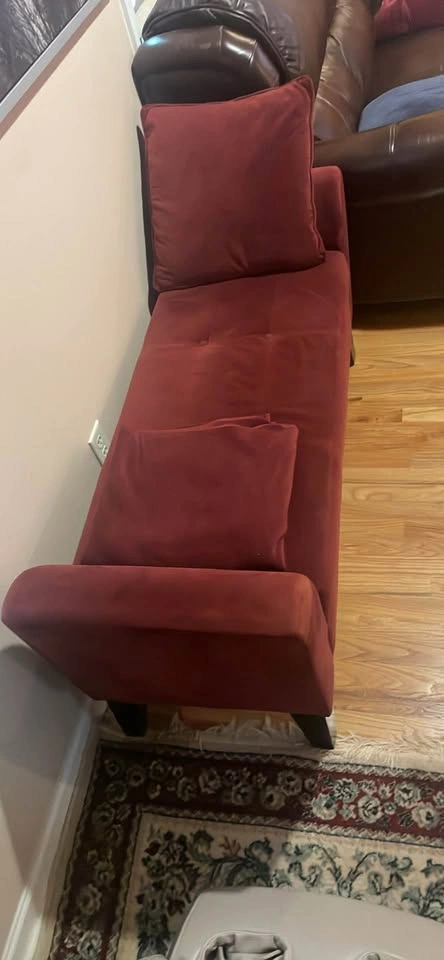 Burgundy Velvet Storage Bench with Rolled Arms - photo 2