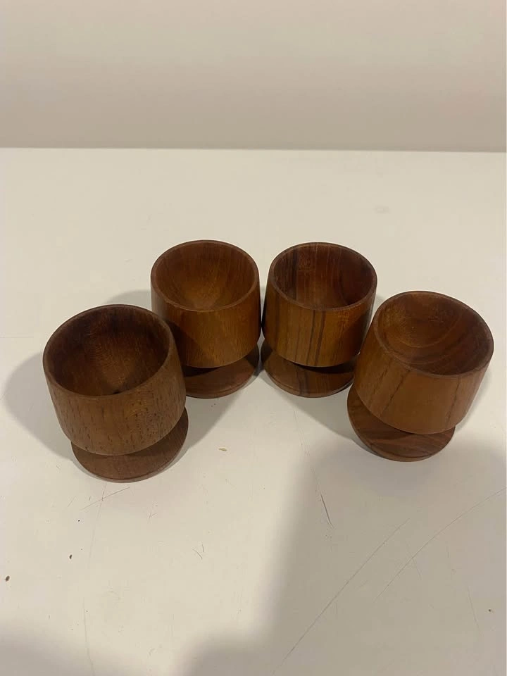 Vintage Teak Egg Cups - Set of 4 MCM Danish Modern - photo 2