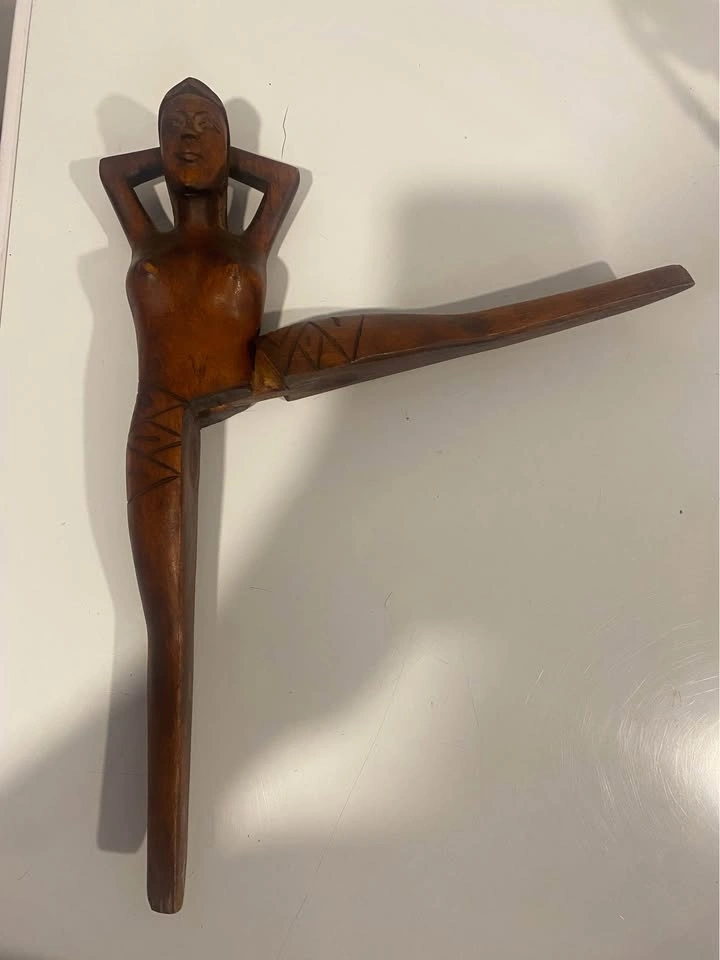 Vintage Hand Carved Wooden Lady Nutcracker Folk Art Novelty Figu - photo 4