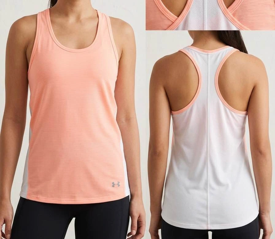 Under Armour Threadborne Run Peach White Racerback Tank Top