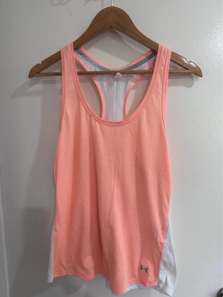 Under Armour Threadborne Run Peach White Racerback Tank Top - photo 3