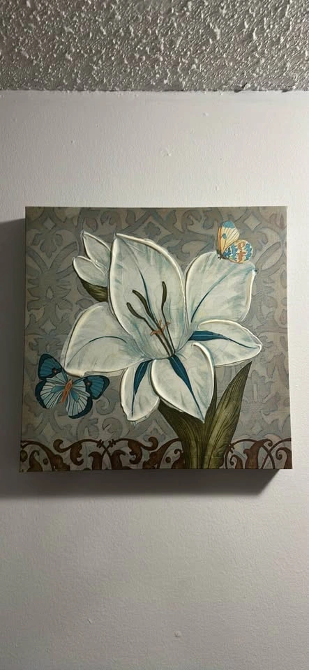 White Lily Butterfly Canvas Art - photo 2